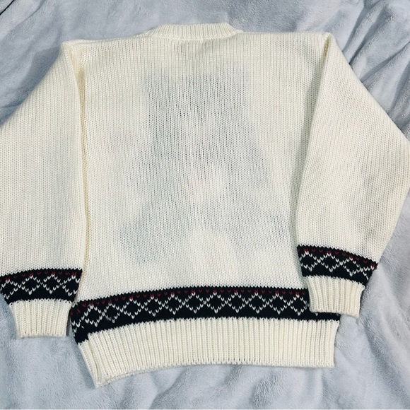 Vintage Knit Teddy Bear Ugly Sweater grandma-core granny cottage coastal Grandpa - Picture 3 of 5